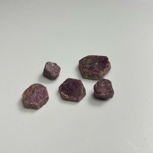 Rubies Raw Hexagonal Corundum Form Set Of 5